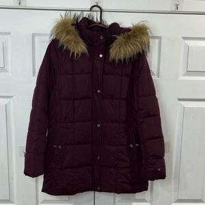 Tommy Hilfiger Coat Jacket Puffer Women's Faux-Fur Trim Hooded Winter Jacket